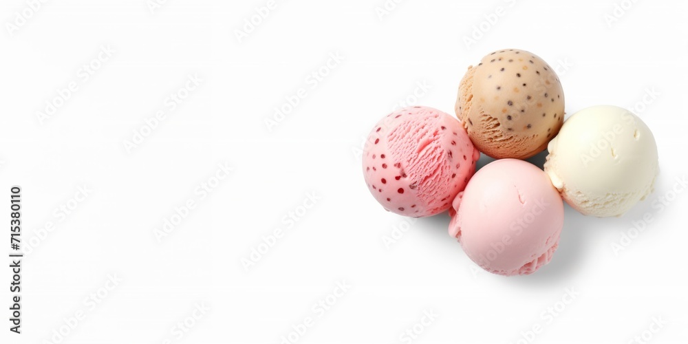 Four ball of fruit ice cream isolated . Four ball of fruit ice cream isolated .