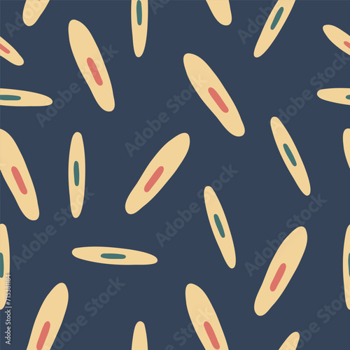 Blue background yellow dots flat design seamless pattern