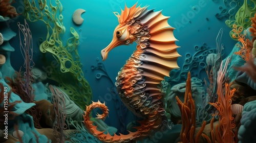 coral reef in the sea with seahorse