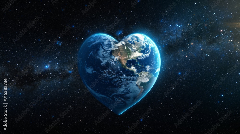 Planet earth in the shape of a heart view from space. Cosmic love Planet earth in the shape of a heart view from space. Cosmic love