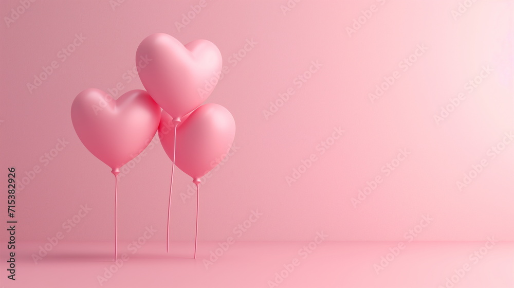 Design a minimalist Valentine's Day sale illustration with heart-shaped balloons floating gracefully in a simple, monochromatic setting. capture a sense of understated beauty, copy spa - Generative AI
