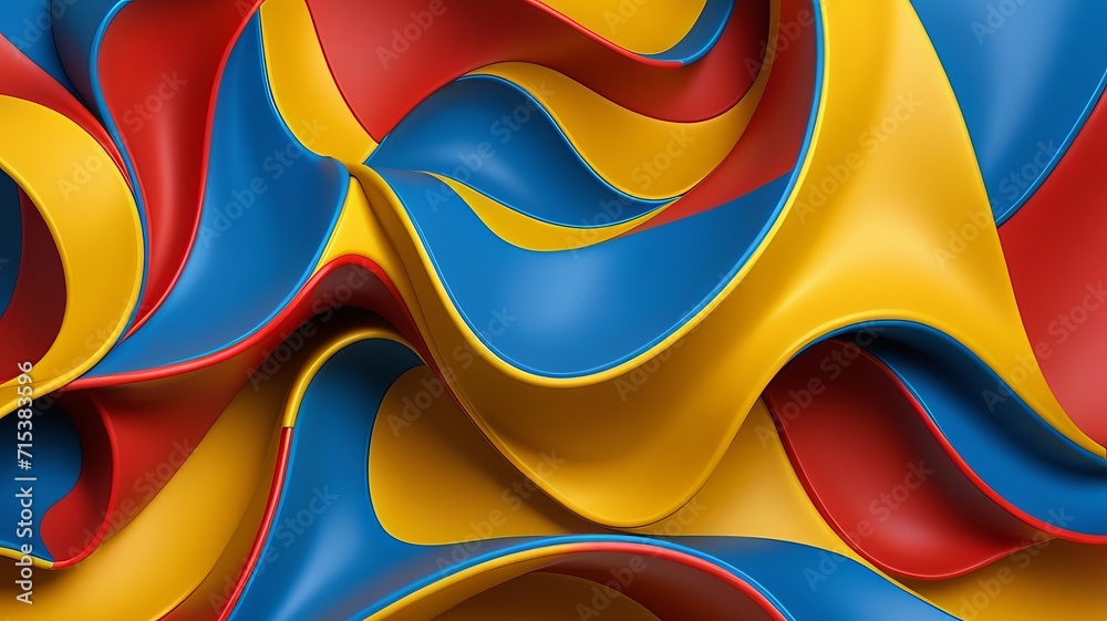 Abstract Artwork of Dynamic Interplay of Vibrant Red, Blue, and Yellow Waves Creating a Visually Striking Pattern Abstract Artwork of Dynamic Interplay of Vibrant Red, Blue, and Yellow Waves Creating a Visually Striking Pattern