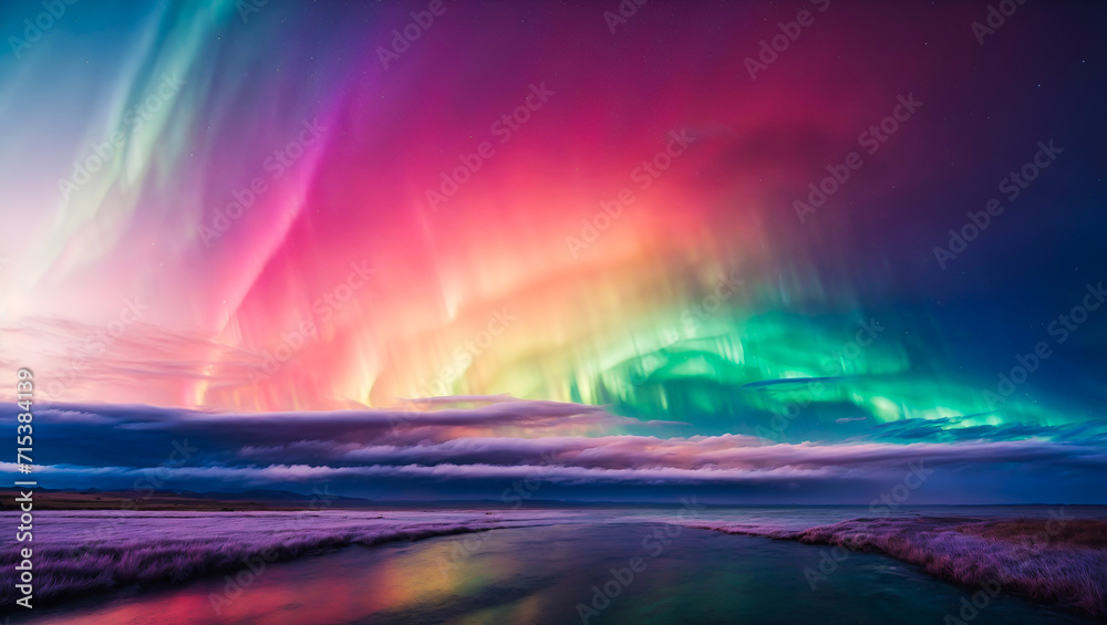 Chromatic Symphony: The Dazzling Dance of a Multicolored Aurora Sky