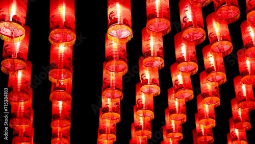 Lantern decoration for Chinese new year festive festival china traditional culture in night time, night light that spins in time the dark light Celebrate Chinese New Year is Asian.