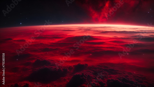 Crimson Cosmos: A Glorious Red Nebula Illuminates the Celestial Canva