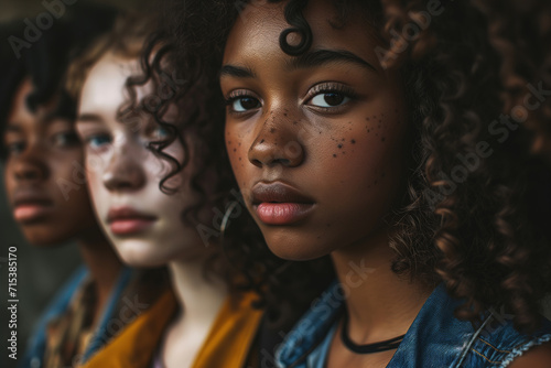 Racial diversity. Portrait of a group of people, girlfriends, youth