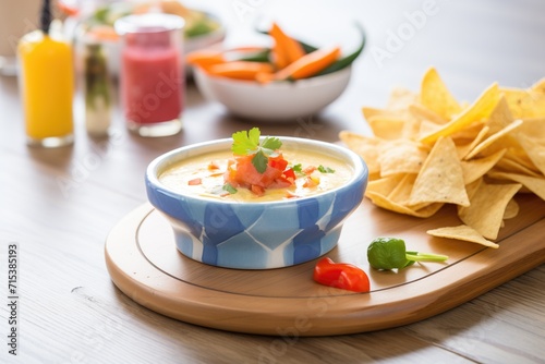queso dip with a mix of cheddar and monterey jack photo