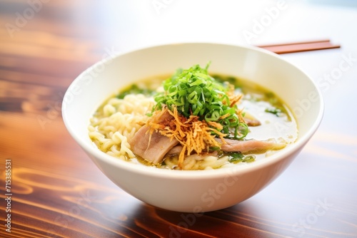 ramen with bamboo shoots and green onions, side angle