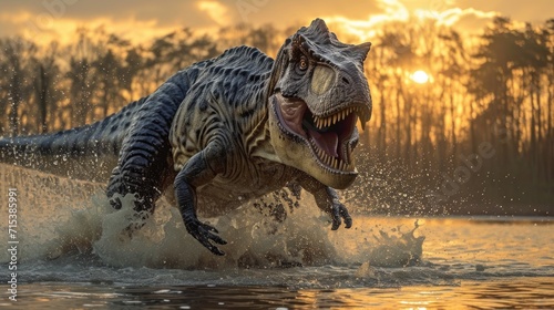 Journey to the Jurassic: world of dinosaurs, extinct species with big, strong, toothy predators, prehistoric era and the fascinating realm of ancient reptiles photo