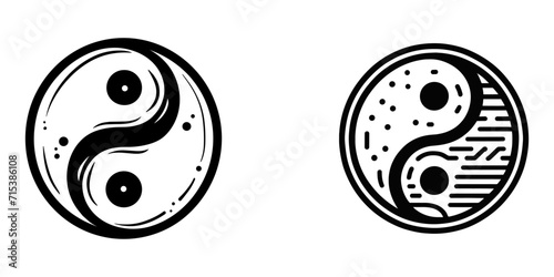 Set of yin yang, vector illustration.