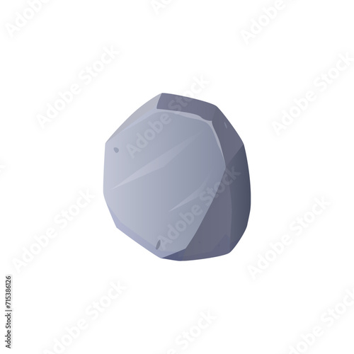 Grey stone rock icon, cobblestone and debris of the mountain, one granite stone block, vector boulder for gui game asset