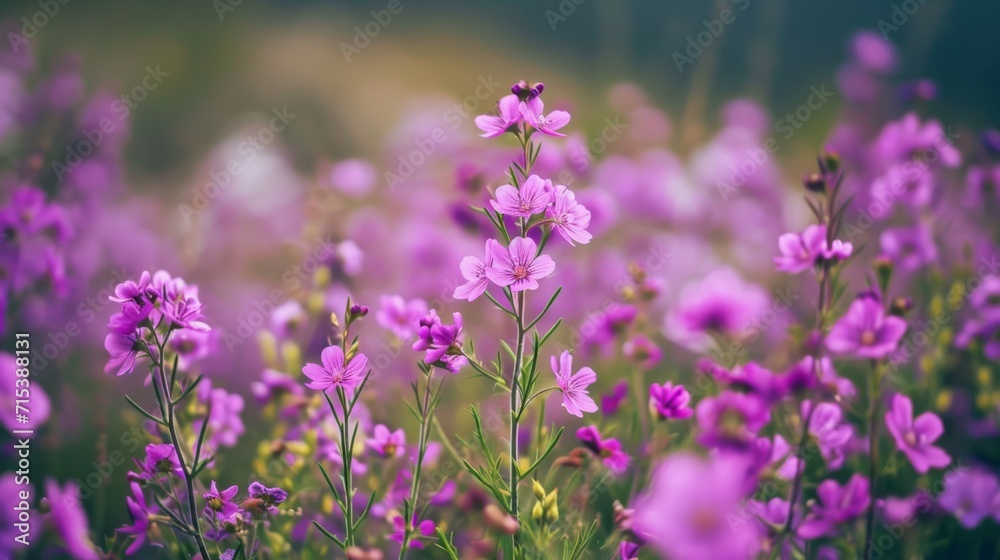 Purple flowers growing on field