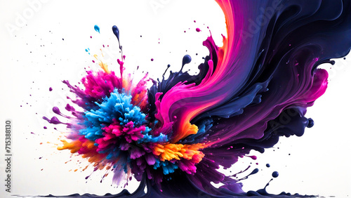 An artistic representation of an ink explosion, with swirling patterns and gradients. ai generative © ndozen