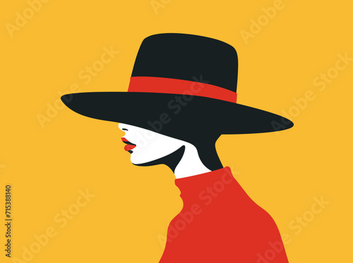 Retrato minimalista de una mujer de perfil
