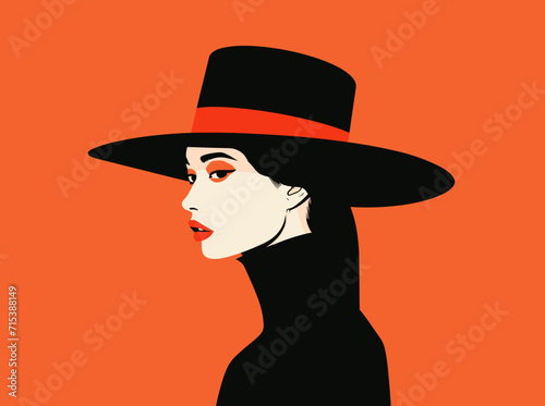 Retrato minimalista de una mujer de perfil