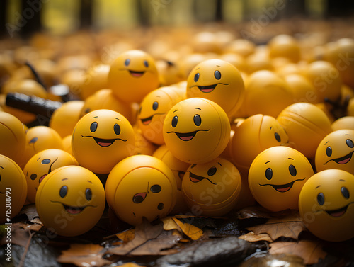 A bunch of yellow smiley faces looking very happy