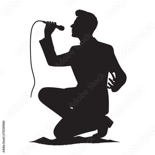 Lyrical Shadows: Singer Silhouettes Dancing in the Lyrical Shadows of Artistic Expression - Singer Vector - Man Singing Illustration 