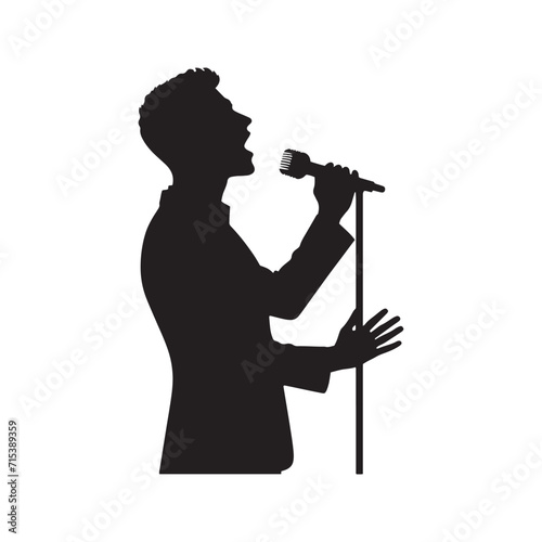 Aria of Ambition: Man Singing Silhouette Set Singing an Ambitious Aria of Artistic Achievement - Singer Vector - Singer Illustration
