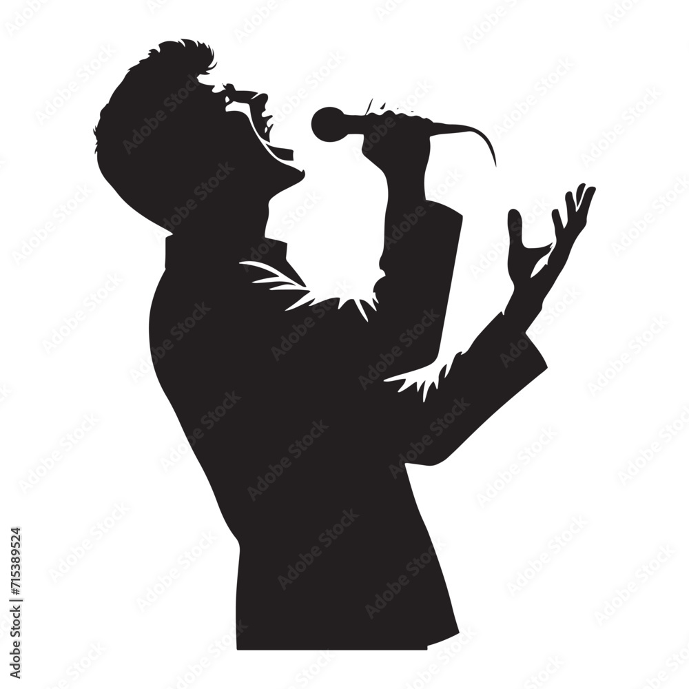Vecteur Stock Ethereal Melodies: Man Singing Silhouette Set Conveying ...