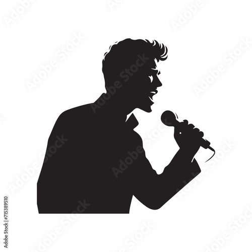 Cadence of Creativity: Singer Silhouettes Dancing to the Rhythmic Beats of Artistic Imagination - Man Singing Vector - Singer Illustration
