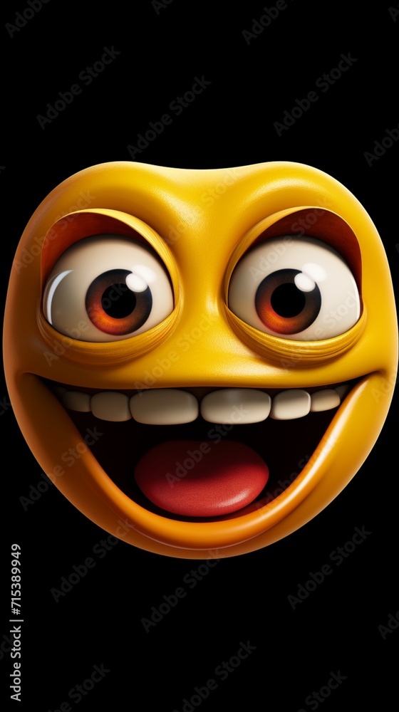 A goofy emoji face with squinted eyes and a contagious laughter.