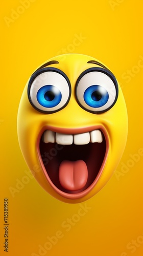 A goofy emoji face with squinted eyes and a contagious laughter.