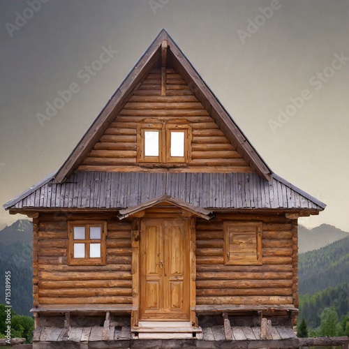 Wooden house isolated on white background