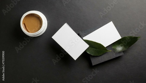 Dark Elegance: Top View Mockup for Designing Your Business Cards"