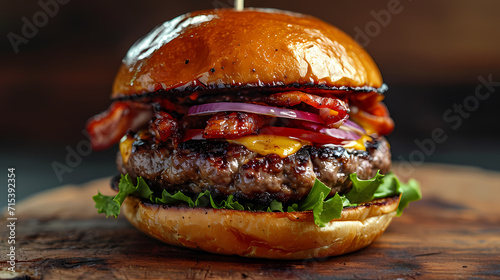 burger on black background, i love meat 