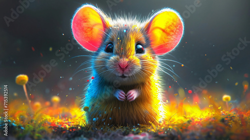 cute colorful print illustration of a mouse