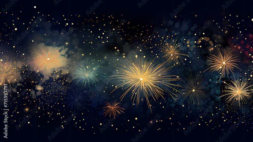 Beautiful creative holiday background with fireworks and sparkles