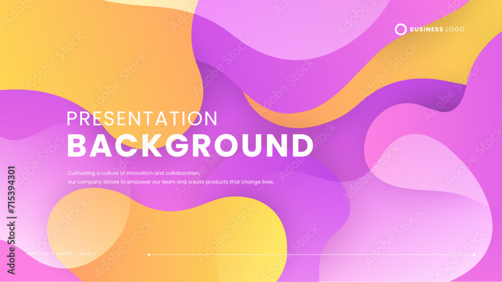 Yellow and purple violet vector simple minimalist style background design with waves and liquid. Simple presentation background with dynamic shapes for banner, pattern, wallpaper, template, business