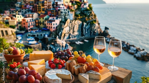 Cheese and Wine Appetizers - Italian. Generative Ai.