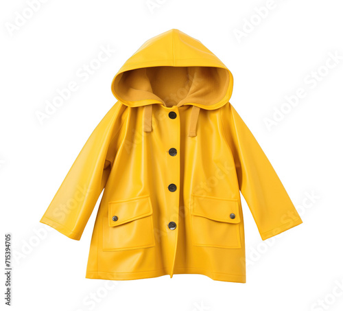 Yellow raincoat isolated on transparent background. PNG file, cut out	