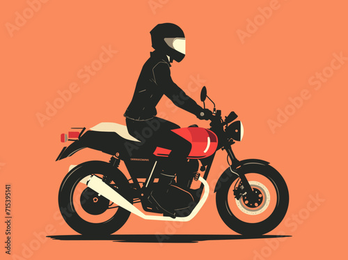 Motoristas en una moto de lado