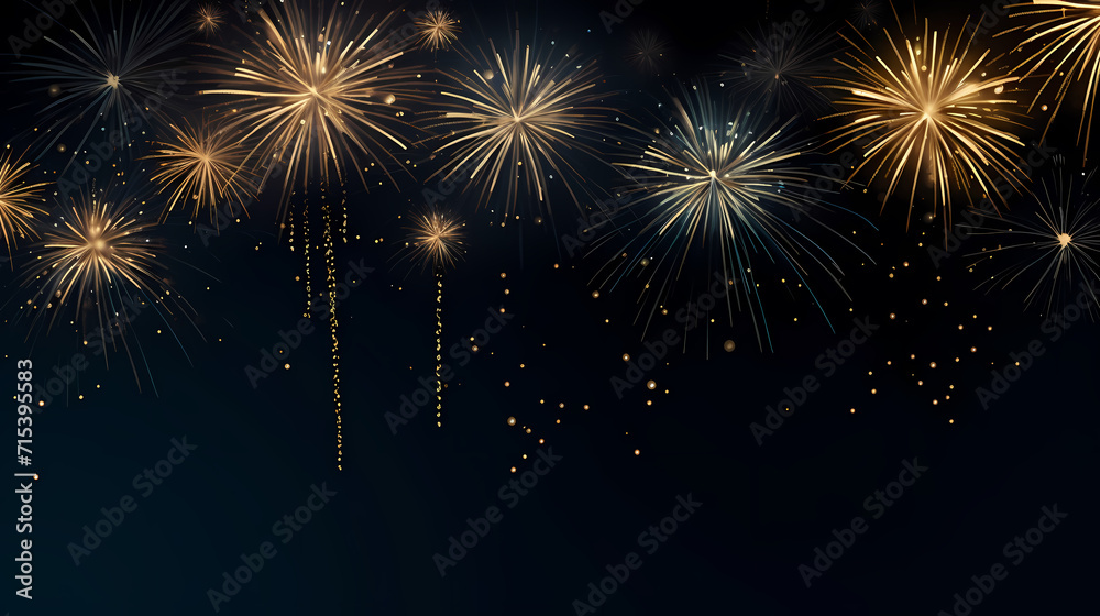 Fototapeta premium Beautiful creative holiday background with fireworks and sparkles