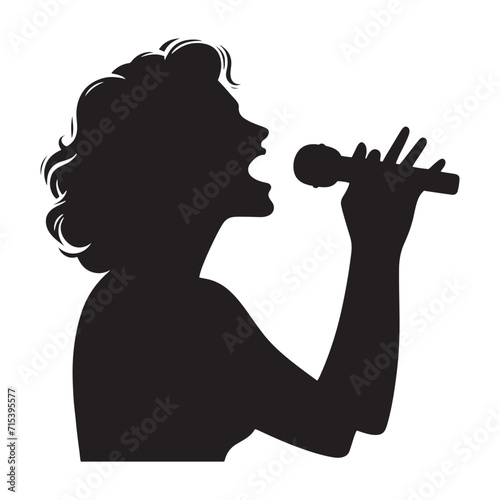 Celestial Crescendo: Lady Silhouette Series Building a Celestial Crescendo of Female Singer Silhouette Artistry - Woman Illustration - Girl Singing Vector
