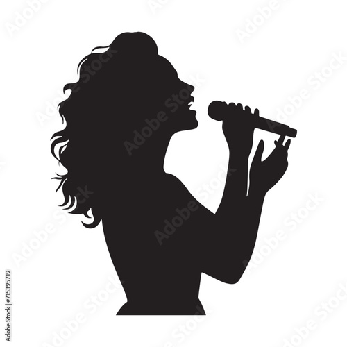 Aria of Brilliance: Female Singer Silhouette Collection Singing an Aria of Dazzling Musical Brilliance - Woman Illustration - Girl Singing Vector
