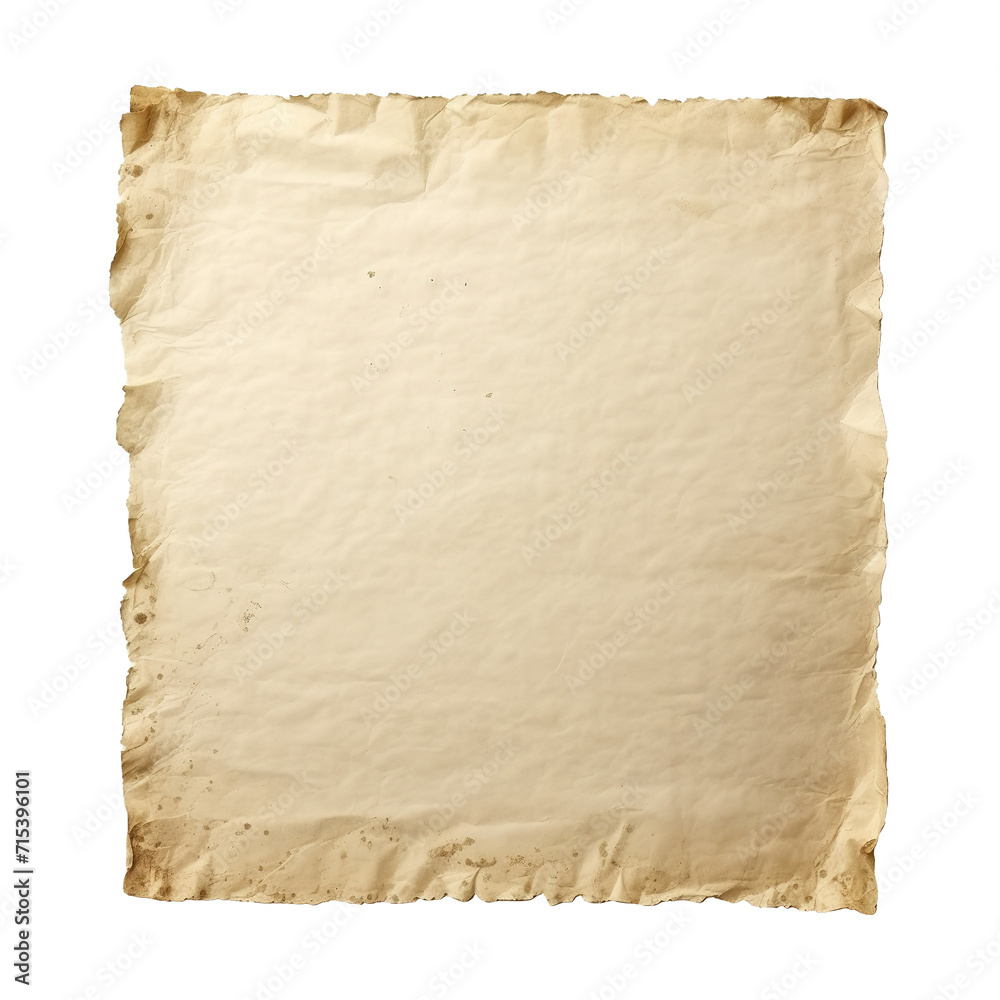 Old paper texture on transparent background PNG Generative AI