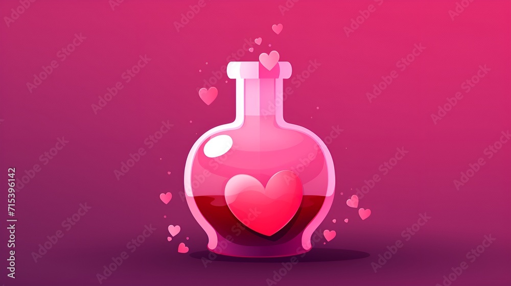 heart shaped bottle filled with love on plain background,valentine,love heart shaped bottle filled with love on plain background,valentine,love