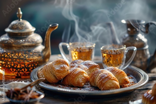 Cozy Moroccan tea with pastries