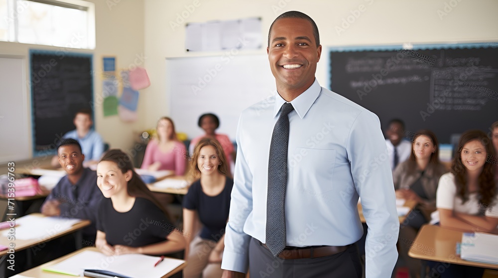 A teacher in a classroom with a chalkboard and books , teacher, classroom, chalkboard, books A teacher in a classroom with a chalkboard and books , teacher, classroom, chalkboard, books