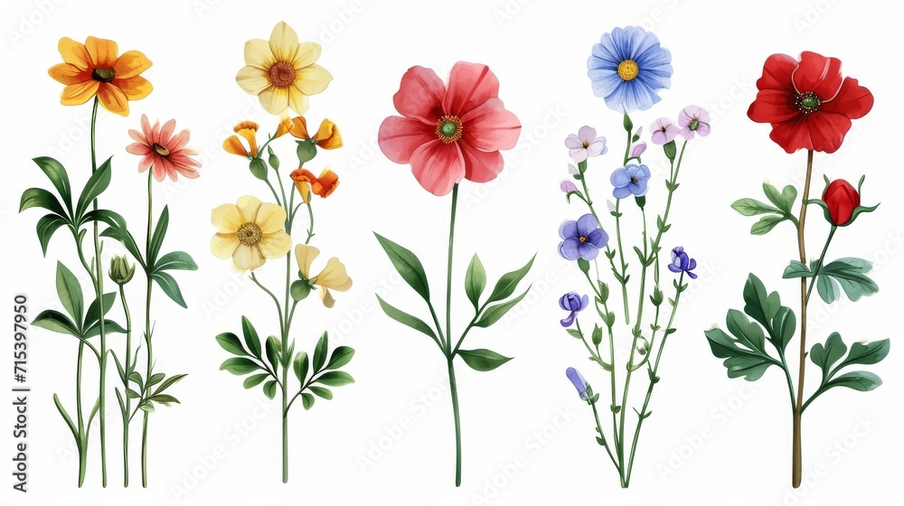 Different flowers decoration on white background Different flowers decoration on white background