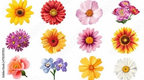 Different flowers decoration on white background photo
