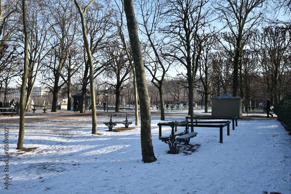 Jardin du Luxembourg en hiver à Paris. France