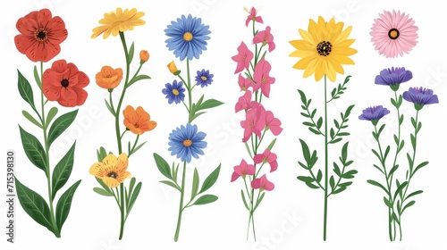 Different flowers decoration on white background © Media Srock