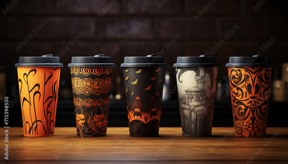 A cup with a Halloween print created with Generative Ai A cup with a Halloween print created with Generative Ai