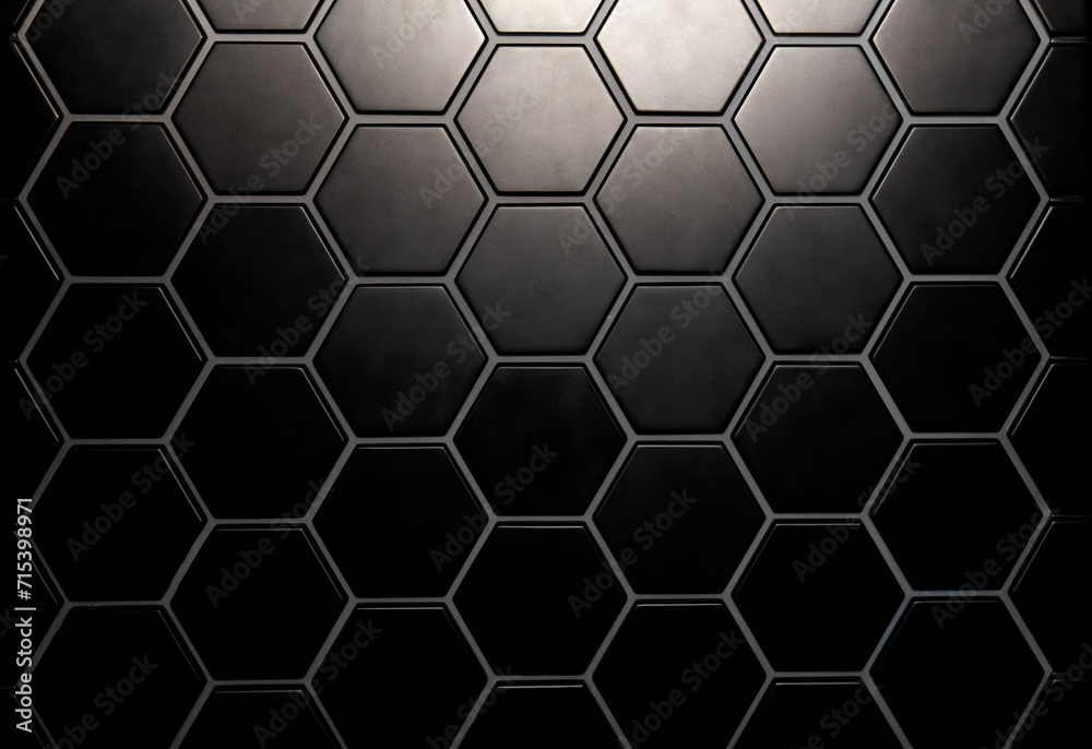 Hexagonal geometric shapes on a dark background. Close-up. Hexagonal geometric shapes on a dark background. Close-up.