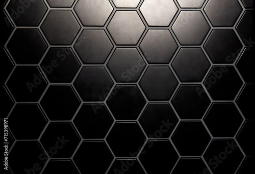Hexagonal geometric shapes on a dark background. Close-up.