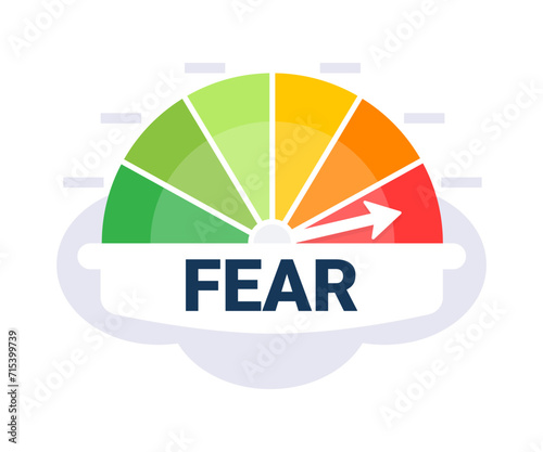 Emotional Spectrum Analysis Gauge Vector Illustration Indicating High Levels of Fear